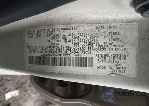 1997 Toyota 4Runner z USA, uszkodzony, nr VIN JT3GM84R5V0017253